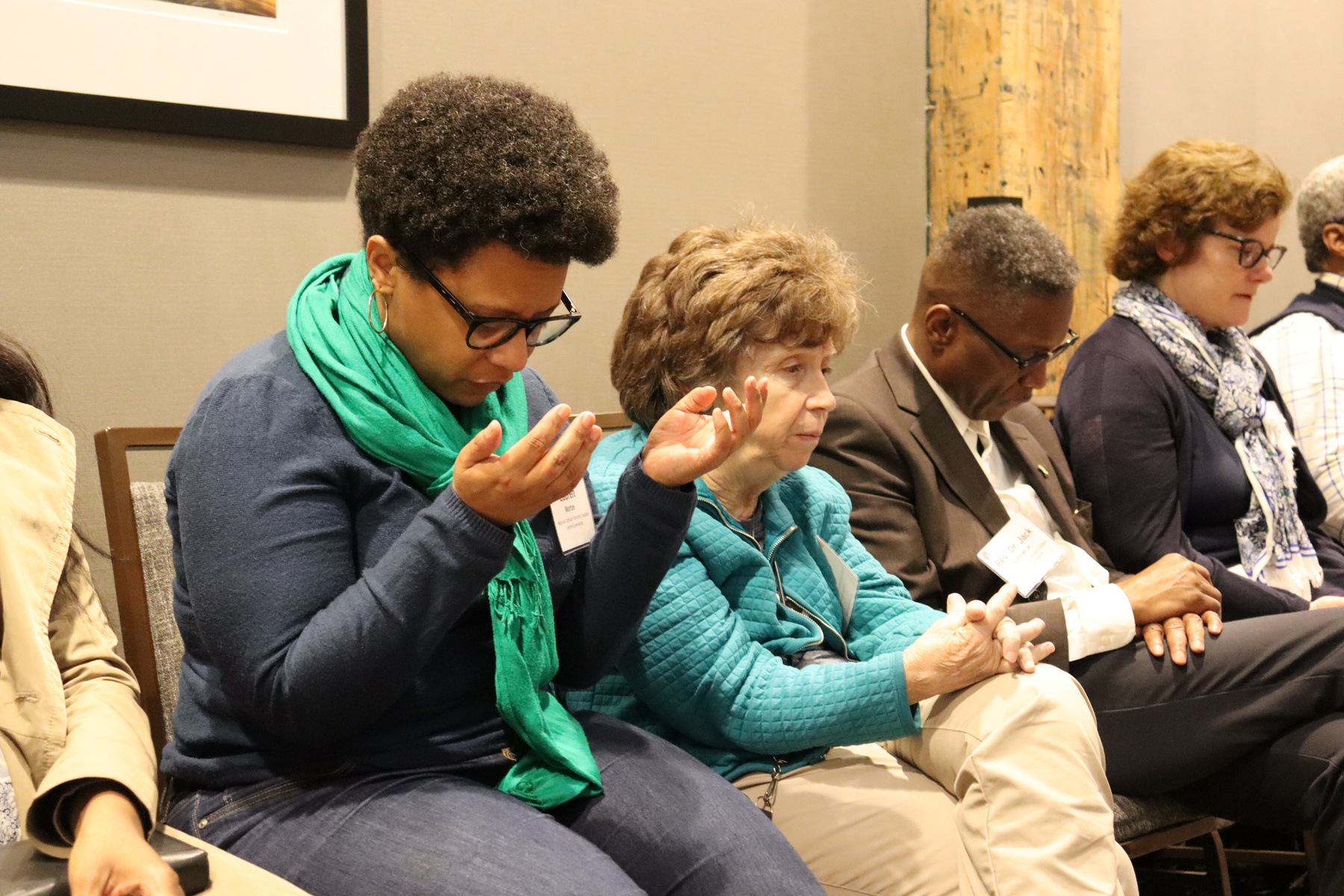 During CMN's National Catholic Ministry Leaders Lenten Experience in Montgomery, Alabama, participants sit in a restorative circle and pray
